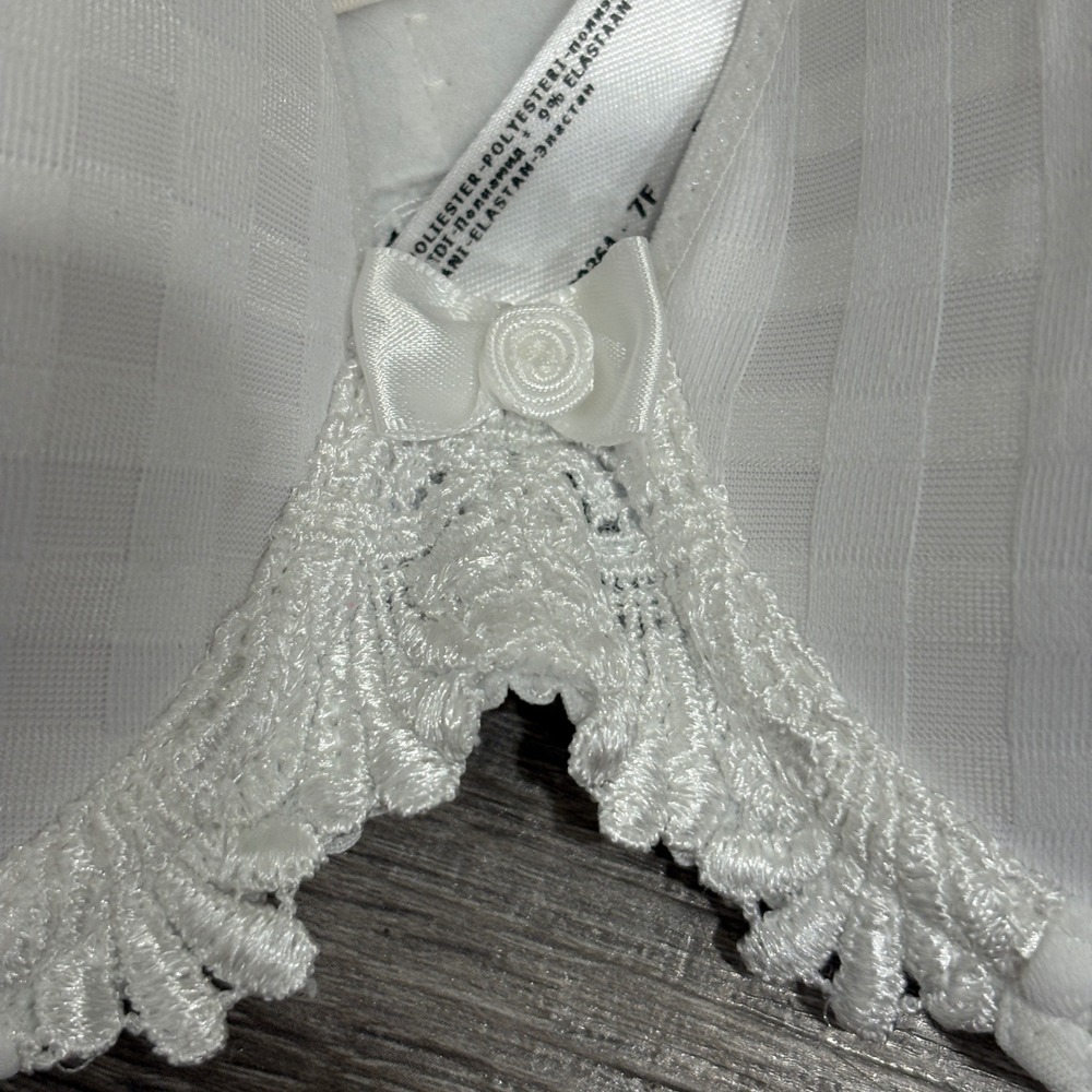 Marie Jo Avero Heartshape Bra Natural White Gingham Daisy Straps 36B Underwire - Picture 8 of 15